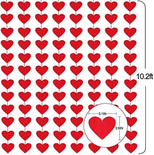144 לבבות אדומים גרלנד גרנד - אין DIY - יום האהבה אדום לב אדום תליה זר - עיצוב יום האהבה - קישוטים