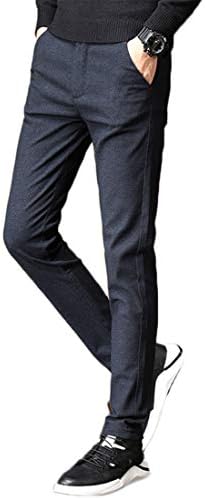 מכנסי משיכה אלסטיים אלסטיים של אנגונוול לגברים למכנסיים ישרים נמתחים עם כיסים עם כיסים