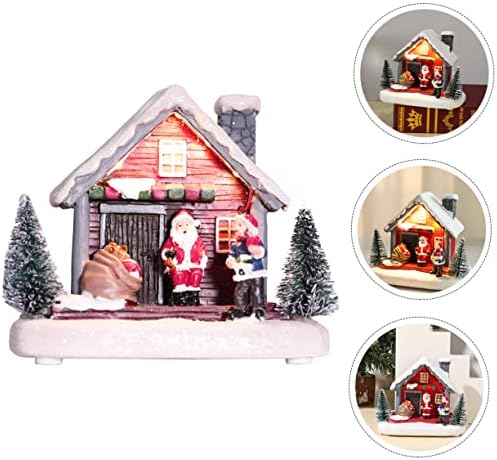 3 יחידות מעטפת קלאוס מופעל מיני חג המולד בית מואר מיניאטורי שלג מתנות קטן כפר חתונה בניין אח זוהר מתנת קישוט