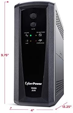 Cyberpower CP1500AVRT AVR UPS System, 1500VA/900W, 10 חנויות, מיני מגדל
