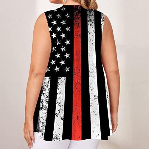 פלוס גודל נשים גופיות דגל אמריקאיות גופיות 4 ביולי חולצות ט