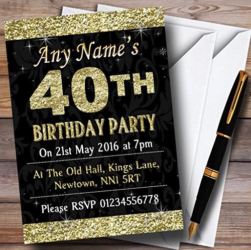 נצנצים נראים זהב מפלגת יום הולדת 40 הזמנות בהתאמה אישית