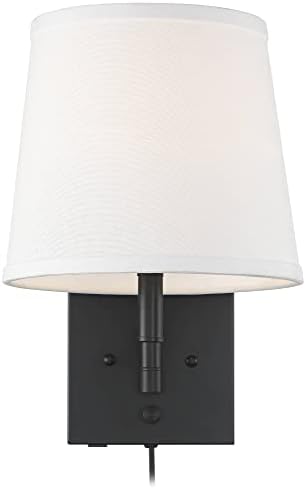 360 תאורת לנט מודרני נדנדה זרוע קיר מנורות סט של 2 עם טעינת נמל שחור התוספת אור קבועה לבן בד