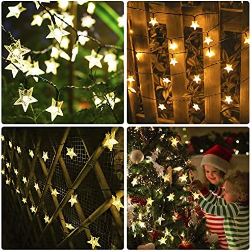 טרנזדו כוכב אורות מחרוזת שמש בחוץ, אורות חג המולד המופעלים על ידי שמש, 16 רגל 50 אורות עץ חג המולד