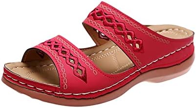 נעלי נעלי סליפר לנשים רצועה כפולה רצועה ללא החלקה סנדלים סנדלים תפר קשת תומכים בשקופית וינטג 'סנדל סנדל