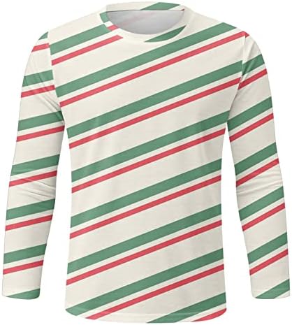 חולצות טריקו של שרוול ארוך לחג המולד של ZDDO לגברים, חג המולד 3D גיאומטרי הדפס גרפי דפוס צווארון