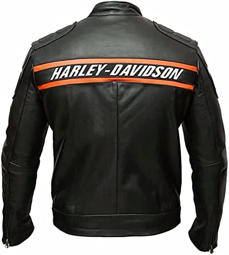 ביל גולדברג קלאסי גברים של הארלי דוידסון שחור עור אופנוע מעיל
