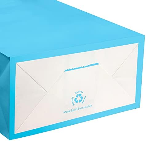 אקופטימיזציה של שקיות נייר של קראפט עם ידיות, 8 x 4 x 10.5 כחול בהיר 30 יח ' - שקיות מתנה ידידותיות לסביבה