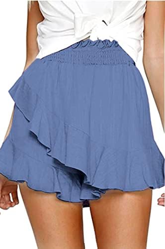 Baqifen Womens High מותן מותניים טרנדיות זורמות פרעות זורמות חצאיות קפלים מכנסיים קצרים חמודים בגדי טיול קיץ