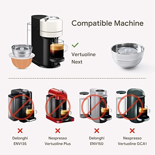 כמוסת קפה מתכת נירוסטה תואמת רק עבור Vertuo מכונה הבאה תרמילי קפה Nespresso מחזיק תרמילים לשימוש