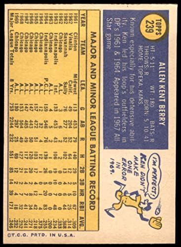 1970 Topps 239 Ken Berry Chicago White Sox Ex White Sox