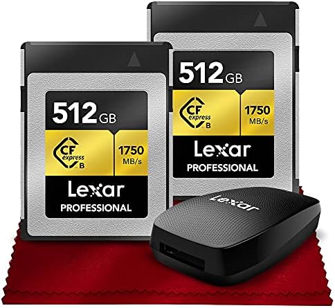 לקסאר 512 ג 'יגה-בייט מקצועי כרטיס זיכרון מסוג ב' איקס 2 ו יו-אס-בי 3.1 קורא מושלם לצלמים, דוקומנטריסטים