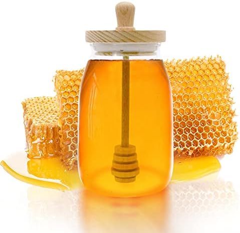 צנצנת דבש טופואן עם מכסה מכסה ומכסה קריסטל כוורת זכוכית סיר דבש למטבח ביתי חנות דבש וסירופ, עיצוב דבורים מדהים