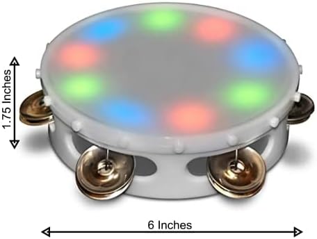בלינקי מואר הוביל טמבורין-עגול צבעוני - אדום, ירוק &מגבר; אורות כחולים - 6 פונקציות תאורה - 6 איקס 1.75