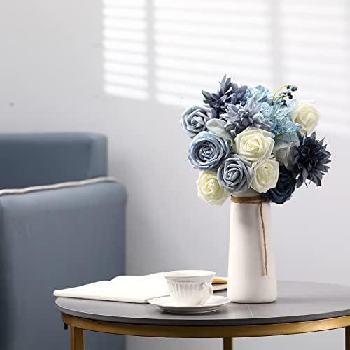 פרחים מלאכותיים מאובק כחול פרחים מזויף משי פרחים לחתונה זרי סידורי שולחן סידורי תינוק מקלחת מסיבת בית קישוטים