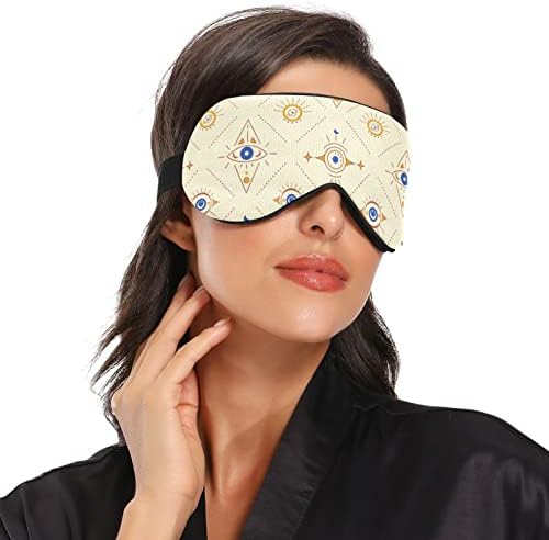 מסכת פוליוסה מסיכת שינה הדפס משולש מסתורין, מחית עיניים נוחה לנשימה לשינה משוקללת עבור נשים עם נשים עם רצועה אלסטית