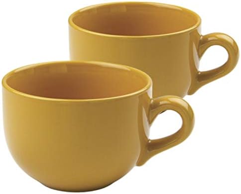AIKVSXER 24 גרם כוס ספל קפה לאטה גדולה במיוחד או קערת מרק עם ידית - צהוב זהב
