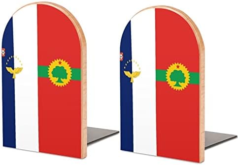 אורומו שחרור חזית האיים האזוריים דגל עץ ספר מסתיים 2 יחידות החלקה עץ תומכי ספרים עבור בית משרד