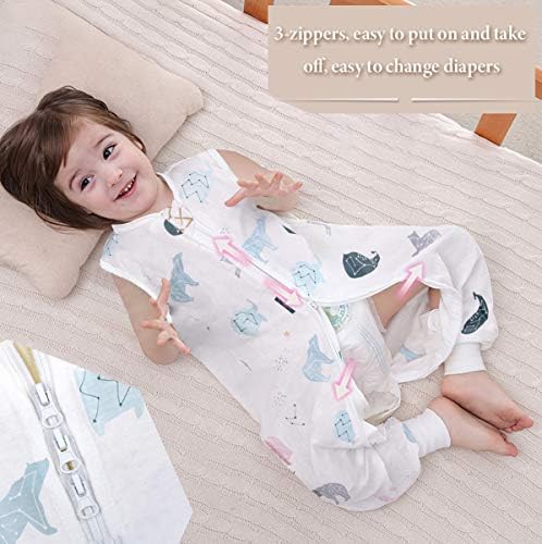 ריסול שינה שמיכה לביש לתינוק, שקית שינה עם כפות רגליים פעוטות, חליפת שינה ללא שרוולים עם רוכסן עם