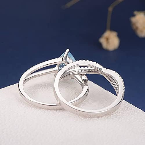 טבעות אצבעות לנשים מעודנות טבעת יהלום אלגנטית מבטיחה טבעת טבעת טבעת אופנה טבעות זירקון כחולות לנשים
