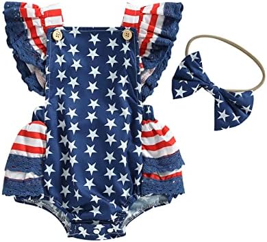 4 ביולי תינוקת תינוקת בתינוקות בגדים בסך הכל יילוד יום עצמאות מצולע חצאית רומפר חצאית כוכב שמלת אופי שמלת