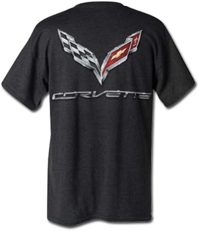 חוף המערבי Corvette / Camaro C7 Corvette Logo Flag חולצת טריקו: פחם