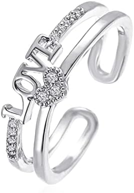 צבעוני שמנמן טבעות גודל 7 טבעת סט מתכוונן טבעת עם פתיחת אירוסין עגול לחתוך זירקונים נשים חתונה