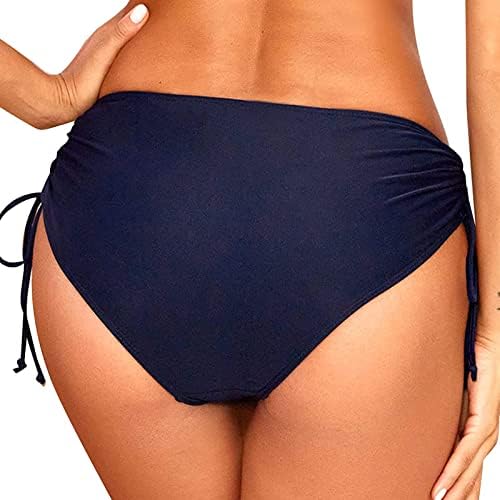 בגד ים של Fulijie Romper לנשים צדדי מכנסיים קצרים תחתית שרוך קמטים בשני הביקיני הגבוה למכנסיים קצרים