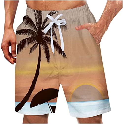 מכנסי חוף בגודל פלוס לגברים הדפס גרפי מהיר לוח יבש חוף יבש עם כיסים עם כיסים נוחות.