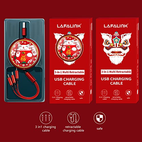 Lafalink כבל טעינה USB USB, 3.6ft3-in-1 נשלף כבל טעינה 3A כבל נשלף כבל מטען מהיר עם כבל טעינה מהיר/מיקרו/יציאה