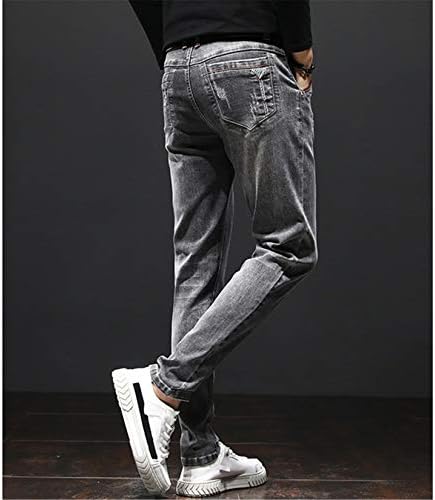Andongnywell אלסטי אלסטי רזה מתאים לעיפרון מכנסי מכנסיים של מכנסי מכנסי ג'ינס ישר של אדם ישר
