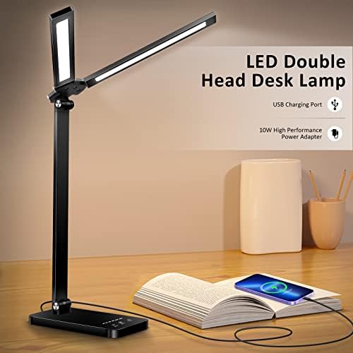 מנורת שולחן DOEKLPO, מנורות שולחן עין למשרד ביתי, מנורת שולחן LED עם יציאת טעינה USB, 5 מצבי תאורה