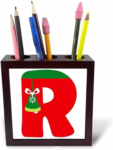 3 רוז חמוד אדום וירוק חג המולד מונוגרמה ראשוני - אריח עט מחזיקי