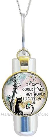 כד שחור חדש אם חתולים יוכלו לדבר, הם היו משקרים לך ציטוט שרשרת שרשרת שרשרת בעבודת יד שרשרת כד זכוכית שרשרת