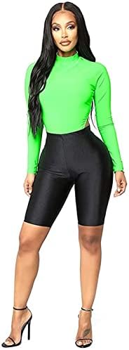 מכנסי אופנוען גנריים לנשים, ניאון Bigher Biker Biker Yoga מכנסיים/מכנסיים המריצים מכנסיים קצרים