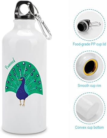 פיקוק טווס מצויר בקבוקי מים ספורט ואקום אלומיניום מבודד לשימוש חוזר עם ספל מכסים לקמפינג אופניים לאופניים
