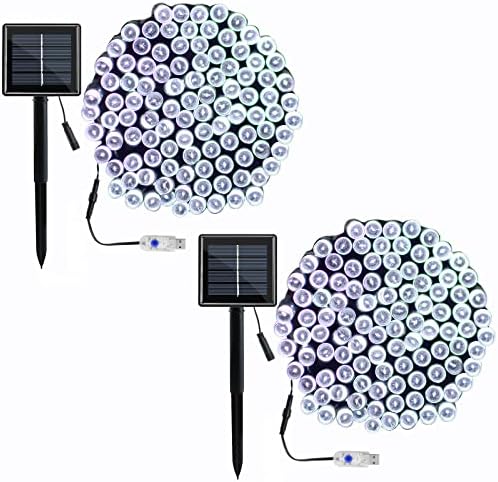 Vmanoo סולארי USB מקורה חוט חיצוני אורות חג מולד אורות 72ft 200 LED 8 מצבים תאורת פטיו לחצר חצר גזבו אוהלים חתונה