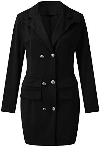 נשים שחור שחור לבן שחור חזה כפתור קדמי שמלות חולצה סגנון צבאי שמלת משרד לנשים כפולות ארוכות