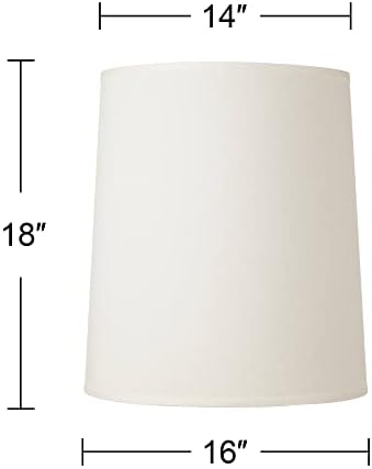 גוון מנורת תוף בד לבן -לבן גדול 14 עליון x 16 תחתון x 18 עכביש גבוה עם נבל חלופי והתאמה סופית - SpringCrest