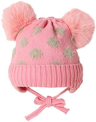 בני חורף סרוג פונפון בנות כובע צמר סרוג מתכוונן כובע תינוק חם כובעי כובע פנים