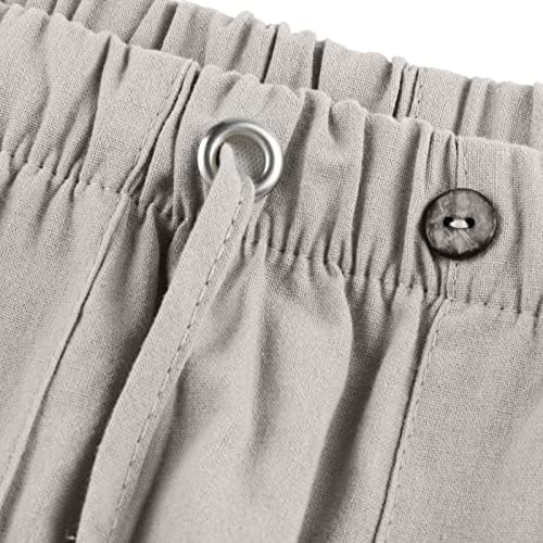 מכנסי פשתן זפוטיים גברים פתוחים תחתונים רזים מתאימים לקיץ רגיל מכנסי חוף אופנה מזדמנים עם כיסים