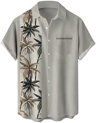 חולצות באולינג בהוואי לגברים שרוול קצר מודפס רגיל בכושר קיץ חוף כפתור מזדמן במורד חולצות אלוהה