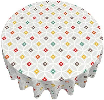פרחוני מפת שולחן עגול 60 אינץ עגול גיאומטריה משובץ מפת שולחן רחיץ לעשות שימוש חוזר שולחן בד לחג חיצוני