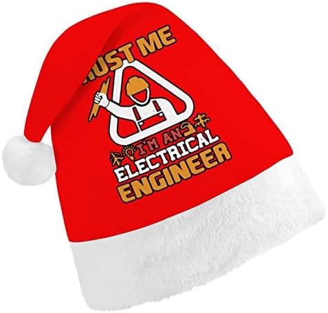 תאמין לי אני מהנדס חשמל מצחיק חג המולד כובע סנטה קלאוס כובעי קצר קטיפה עם לבן חפתים עבור חג המולד