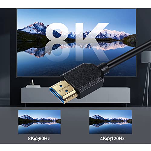 Mysruida 1ft 8k mini hdmi 2.1 עד HDMI 2.1 כבל, 90 מעלות זווית ימנית 8K מיני HDMI זכר עד 8K