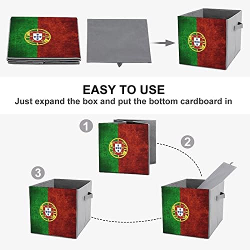 בציר פורטוגזית דגל גדול קוביות אחסון פחי מתקפל בד אחסון תיבת ארון מארגני עבור מדפים