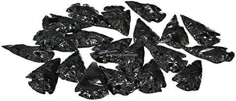 5 חתיכות ראש חץ שחור אובסידיאני, גביש טבעי ואבן ריפוי ראש חץ סלע צור - 1 עד 1.5 ראשי חץ לייצור תכשיטים של פוינט