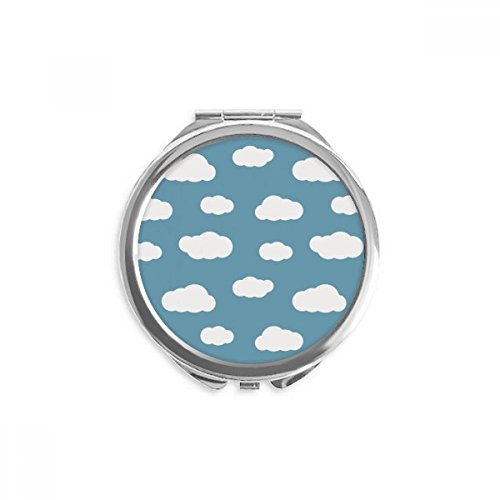 לבן ענן כחול שמיים מזג אוויר יד קומפקטי מראה עגול נייד כיס זכוכית