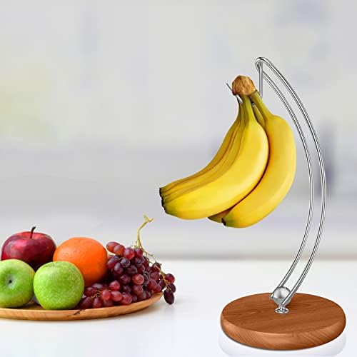 חדש פטנט מודרני בננה עץ קולב עם עץ בסיס נירוסטה בננה מתלה לבית מטבח שימוש, לא להתהפך