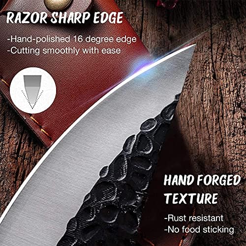 סכין ויקינג של Huusk עם צרור נדן עם סכין עצם לחיתוך בשר סכין שף יפני סכין ידני מזויף סכין אולטימו